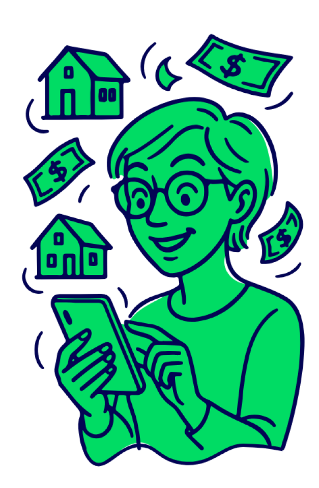 An illustration of someone using the app